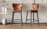 Christopher Knight Home® - Noble House - - 28Inch Counter Height Bar Stools Set Of 2, Modern Bar Upholstered Chairs With Pu Leather, Metal Footrest And Frame For Kitchen Island, Bar Table, Dining Room, Brown