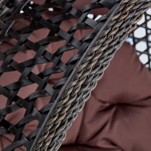 English Elm 76.8-inch Hand Woven Rattan Egg Swing Chair Indoor Outdoor with Cushion Lumbar Pillow Black W1512P498596