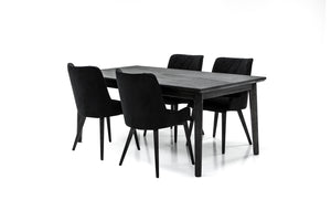 English Elm Alana Charcoal Upholstered Dining Chair Set of 2 — Modern Acacia Legs, 19" Seat Height, Cozy Fabric B2736P354357