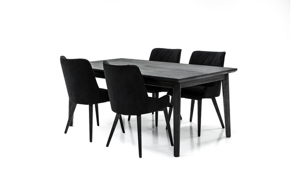 English Elm Alana Charcoal Upholstered Dining Chair Set of 2 — Modern Acacia Legs, 19" Seat Height, Cozy Fabric B2736P354357