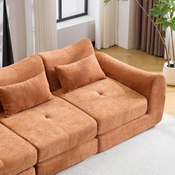 English Elm Modular Cloud Sectional Sofa Bed with Flannelette Upholstery for Flexible Living Orange W1829S00078