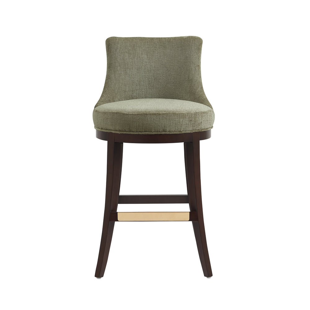 English Elm Lucia Leaf Green Chenille Barstool With Beech Wood Legs - Ergonomic Comfort & Stylish Design! B365P398047