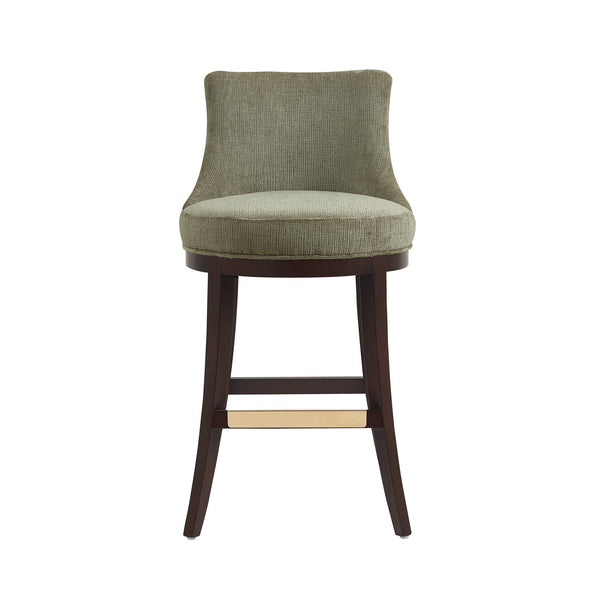 English Elm Lucia Leaf Green Chenille Barstool With Beech Wood Legs - Ergonomic Comfort & Stylish Design! B365P398047