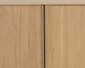 Sunpan Kalla Sideboard: Elegant Oak Design with Brushed Gold Accents, Soft Closing Doors, and Adjustable Shelves Rustic Oak