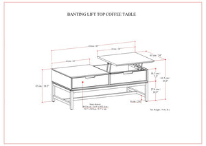 English Elm Banting Walnut Brown Lift Top Coffee Table with Storage, Solid Rubberwood & Metal, Modern Industrial Style B136P203478