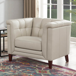 English Elm Arvo Leather Chair with Top-Grain Seating, Pocket Coil Cushions, Feather-Memory Comfort & Durable Frame Beige B2705P328594