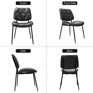 English Elm Dining Chairs Set Of 2 - Ergonomic Black Pu Leather, Thick Cushioned Modern Side Chairs For Comfort T3950P394501