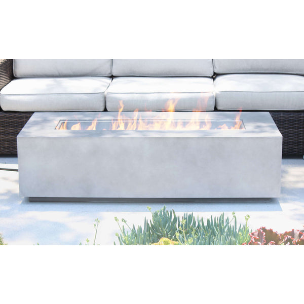 English Elm Concrete Cream White Propane Outdoor Fire Pit Table with Adjustable Flame, Lava Rocks, Durable Finish B120P225131