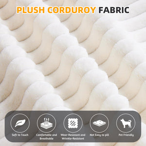 English Elm 78.7" Modern Foldable Corduroy Sofa Bed with 2 Plush Pillows, 2-in-1 Convertible Sleeper and Blanket Beige W3219P317382