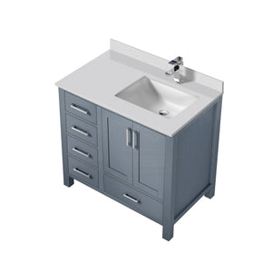 English Elm Dark Grey Bath Vanity With Cultured Marble Top, Chrome Faucet & Ample Storage For Modern Bathrooms B2731P259036