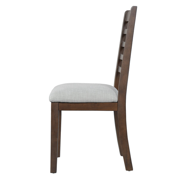 English Elm 2-piece Farmhouse Ladder Back Dining Chair Set Rubberwood Frame Upholstered Seat Kitchen Beige,Walnut N752P436724D
