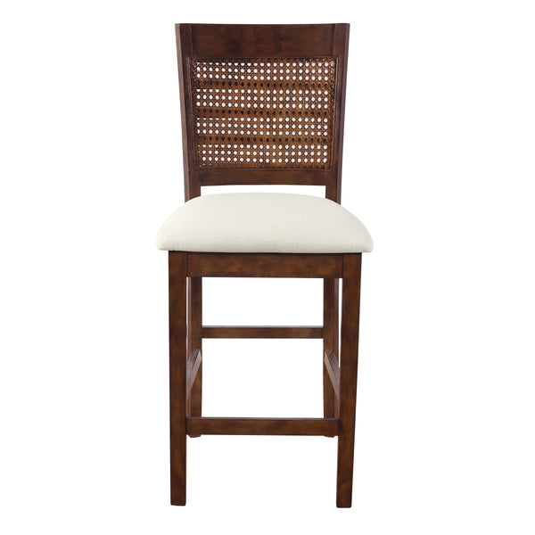 OSP Home Furnishings Walden 24" Cane Back Stool  - Set of 2 Linen / Burnt Brown