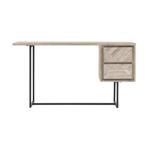 English Elm Yaluna 2 Drawer Desk Natural Acacia Wood with Geometric Inlay, Durable Hardwood, Ample Storage, 58” B2736P354391