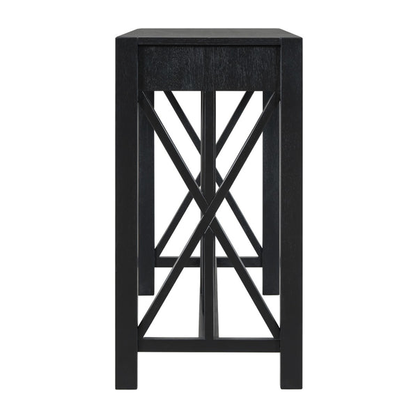 English Elm U_Style 60'' Acacia Veneer Console Table - Stylish X-Base With 4 Drawers & Open Shelf For Versatile Storage N711P289747B-GIGA