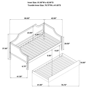 English Elm Cherry Cherry Wood Twin Daybed With Trundle — Romantic Cutouts, Rich Finish, Space-Saving Guest Solution B062S01313