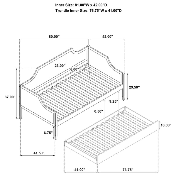 English Elm Cherry Cherry Wood Twin Daybed With Trundle — Romantic Cutouts, Rich Finish, Space-Saving Guest Solution B062S01313