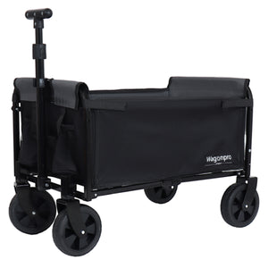 English Elm All-in-one Folding Camping Wagon with Bench Seating Storage and Pet Tether Outdoor Black+ Gray W2932P312713