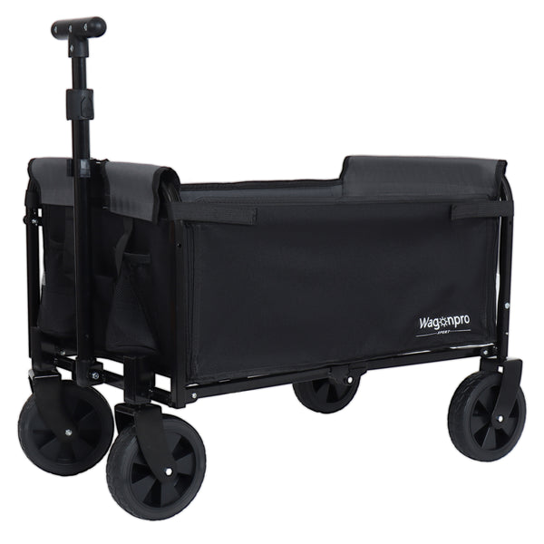 English Elm All-in-one Folding Camping Wagon with Bench Seating Storage and Pet Tether Outdoor Black+ Gray W2932P312713