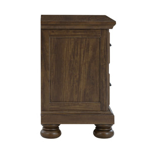 English Elm Brown Wood 2-drawer Nightstand with Usb Charging Crown Molding and Bun Feet B2709P453738