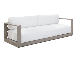 Sunpan Tavira Sofa - Modern Outdoor Comfort with UV-Resistant Fabric and Durable Powder Coated Frame Greige / Stinson White