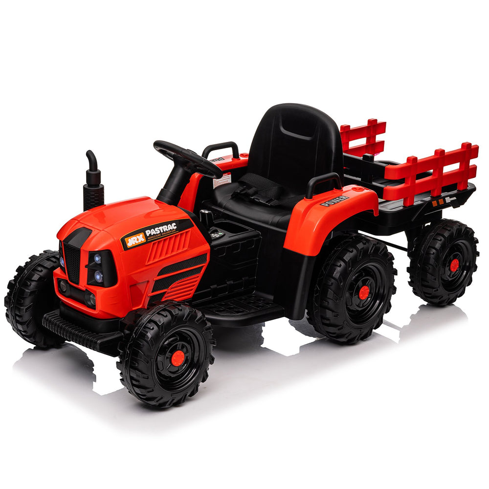 English Elm Ride on Electric Tractor Toy with Trailer 24v 400w Dual Motors Remote Control Led Red W1578P194696