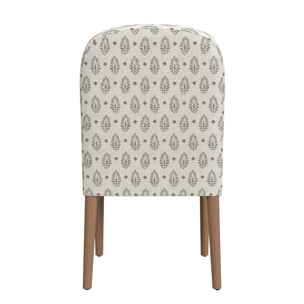 English Elm Aruk Upholstered Dining Chair Set Curved Back Tapered Wood Legs Transitional Style B056P417002