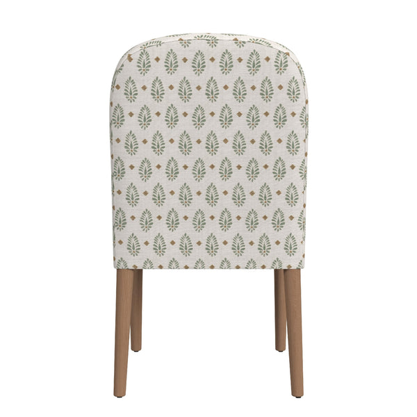 English Elm Aruk Upholstered Dining Chair Set Curved Back Tapered Wood Legs Transitional Style B056P417002