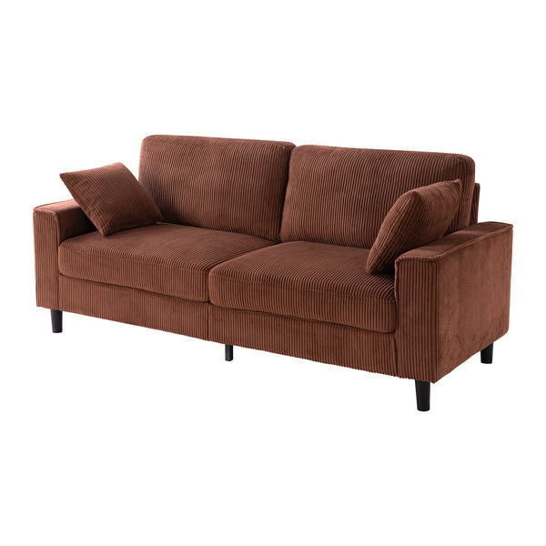 English Elm 81.8"corduroy Ribbed Upholstered 2-seater Sofa with Iron Wood Frame for Living Room Orange W5515P488193