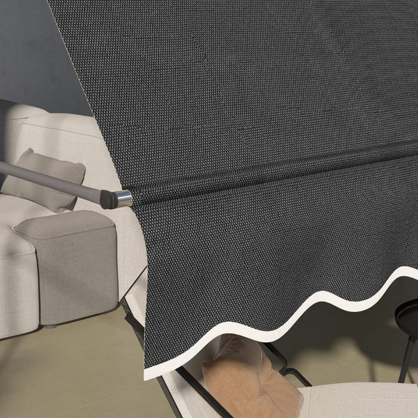 English Elm Outsunny Manual Retractable Awning – 118" Freestanding Patio Shade With Uv-Resistant Canopy & Support W2225P200705-GIGA