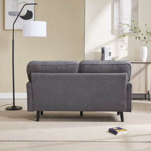 English Elm Loveseat Modern Mid-Century 2-Seater with USB Type-C Charging, Removable Zippered Covers, Sturdy Wood Legs Gray W395P238824