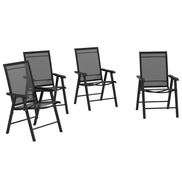 English Elm Outsunny Set Of 4 Portable Folding Chairs, Stackable Sling Patio Seating For Beach, Lawn & Camping W2225P174068-GIGA