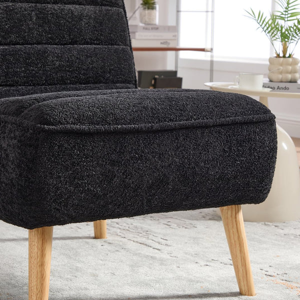 English Elm 24.4" Wide Modern Chenille Armless Accent Chair With Rubber Wood Legs - Ideal For Cozy Spaces W3098P308776