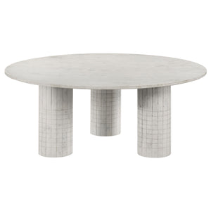 English Elm Preston Genuine Marble Round Coffee and End Table Set for Contemporary Living Rooms B062S01407
