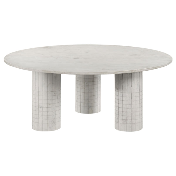 English Elm Preston Genuine Marble Round Coffee and End Table Set for Contemporary Living Rooms B062S01407