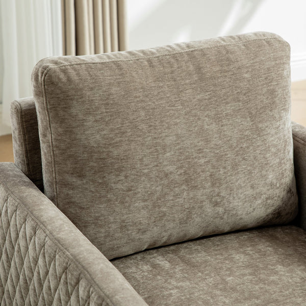 English Elm 29.5''w Chenille Swivel Club Chair with Hidden Storage Tufted Square Seat for Reading Nooks Taupe W3118P419158