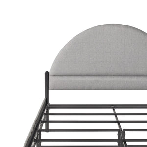 English Elm Walker Edison - Modern Upholstered Curved Headboard Queen Bedframe Grey — Fire-Resistant Polyester, Metal Slat Support, No Box Spring Needed B185P169159
