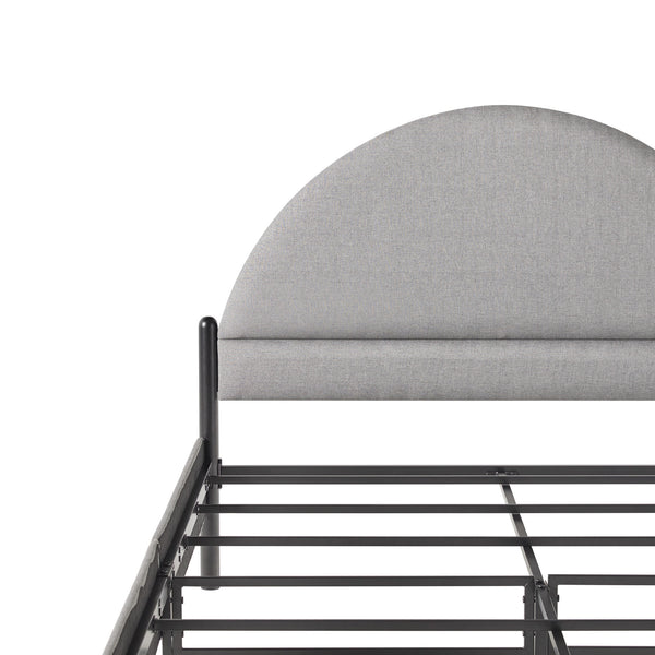 English Elm Walker Edison - Modern Upholstered Curved Headboard Queen Bedframe Grey — Fire-Resistant Polyester, Metal Slat Support, No Box Spring Needed B185P169159