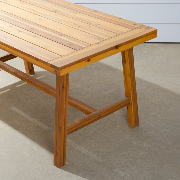 English Elm Miami Outdoor Patio Picnic Dining Table - 100% Acacia Hardwood, Durable Weather-Ready Design, 59" L Yellow B093P401107