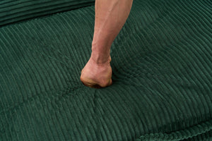 English Elm Corduroy Plush 2-Seat Sofa with 2 Back Cushions, Toss Pillows & Ottomans — Deep Seat Comfort Green W2363S00065