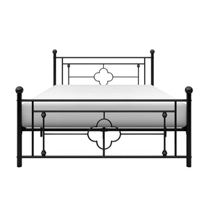English Elm 1pc Morris Full Platform Bed Black Metal Frame with Ball Finials & Quatrefoil Design, 56"x77.75" B011P207843