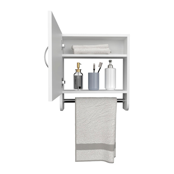 English Elm BOTIQ Sleek Mirror Medicine Cabinet with Towel Rack and Two Interior Shelves for Bath & Kitchen White 20.3 L x 18.4 W x 2.4 H B200P240244