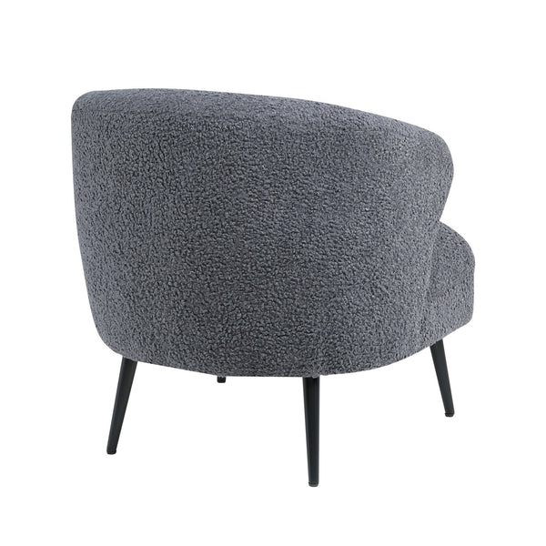English Elm Luxury Boucle Accent Chair with High-Density Foam, Curved Mid-Century Design, Plush Seat Comfort Dark Gray 26.5 L x 29.5 W x 22 H B011P283279