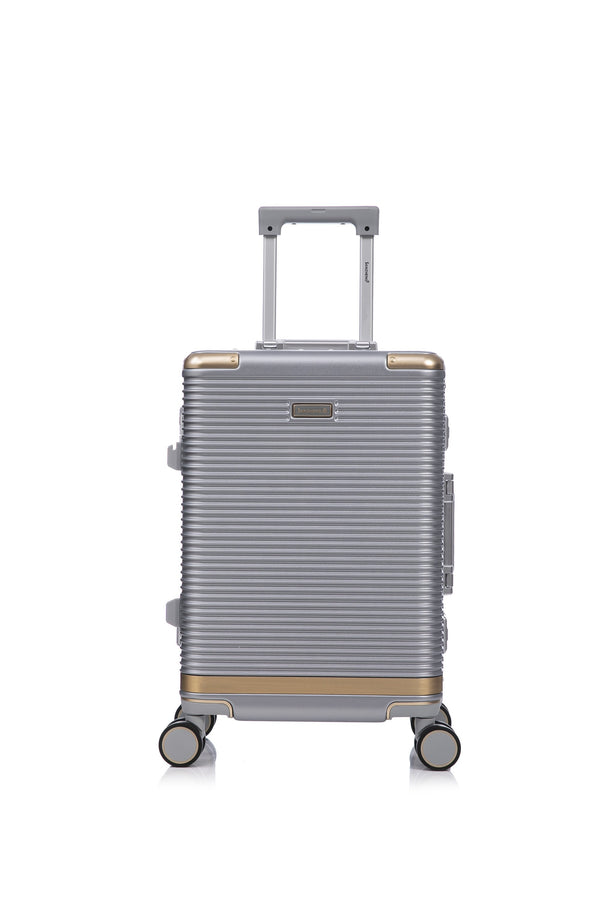 English Elm Luggage Set 3 Piece Polycarbonate Aluminum Frame Hard Shell Travel Suitcases with Lock Silver T3292P361540