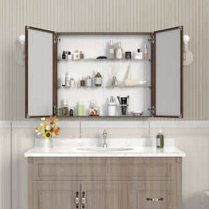 English Elm 32*28medicine Cabinet Aluminum Wall Mount Mirrored Storage with Adjustable Bathroom Shelves W708P421793