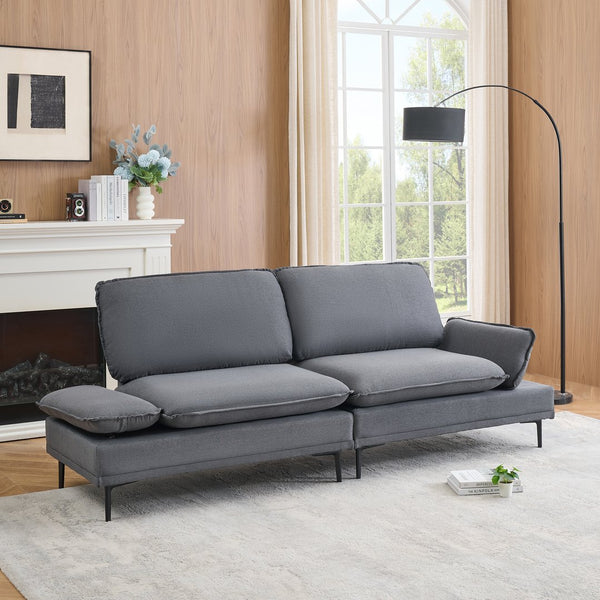 English Elm 89 Two-Seater Sofa in Polyester Blend Upholstery, Modern Deep Grey & Yellow Options, Metal Legs, 300LB Capacity W1658S00060