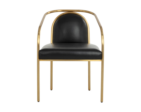 Sunpan Cicero Dining Armchair - Elevate Your Dining Experience With Stylish Black Faux Leather & Gold Accents Black Bonded Leather 111238