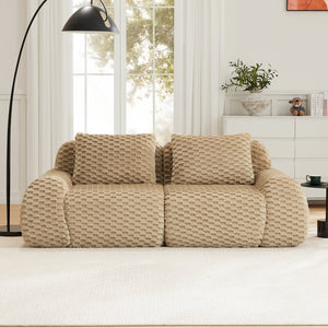 English Elm 82" Modular Sectional Sofa Flannelette Upholstery Deep Seat No Assembly Living Room Light Camel W714P377075