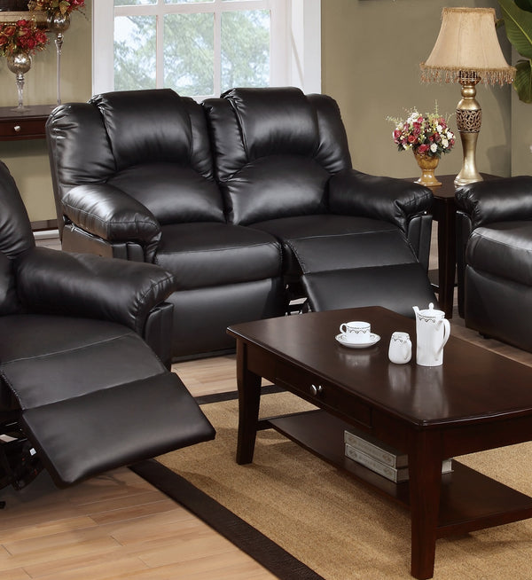 English Elm Modern Bonded Leather Sofa and Loveseat Set Gloss Black Living Room Collection B011S02383