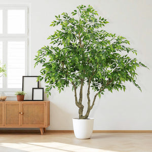 English Elm 7ft Artificial Banyan Tree Sculpted Trunk Silk Foliage Large Indoor Statement Plant W2945P458774