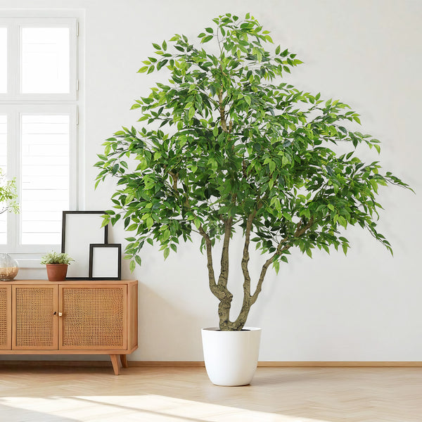 English Elm 7ft Artificial Banyan Tree Sculpted Trunk Silk Foliage Large Indoor Statement Plant W2945P458774
